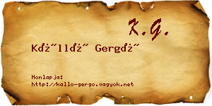 Kálló Gergő névjegykártya